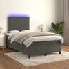 vidaXL Boxspringbett mit Matratze & LED Dunkelgrau 120x200 cm Samt