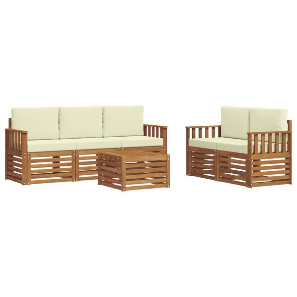 vidaXL Sofagarnituren 6 pcs Natur und Creme Massivholz Akazie