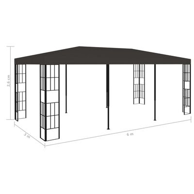 vidaXL Pavillon 3x6 m Anthrazit