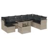 vidaXL 9-tlg. Garten-Sofagarnitur mit Kissen Hellgrau Poly Rattan