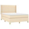 vidaXL Boxspringbett mit Matratze & LED Creme 140x200 cm Stoff