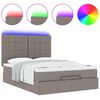 vidaXL Ottoman-Bett mit Matratze & LEDs Taupe 140x190 cm Stoff