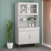 vidaXL Highboard-Oberteil MOLDE Wei&szlig; 90x35x100 cm Massivholz Kiefer