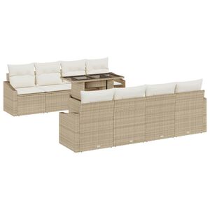 vidaXL Gartensofa-set mit Kissen 7 pcs Beige und Creme Poly-Rattan