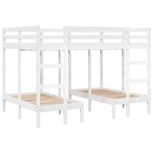 vidaXL Dreifach-Etagenbett Wei&szlig; 140x200/70x140 cm Massivholz Kiefer