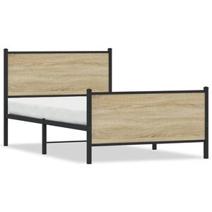 vidaXL Metallbett ohne Matratze Sonoma-Eiche 100x200 cm