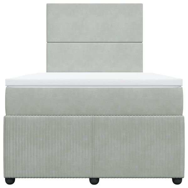 vidaXL Boxspringbett mit Matratze Hellgrau 120x190 cm Samt