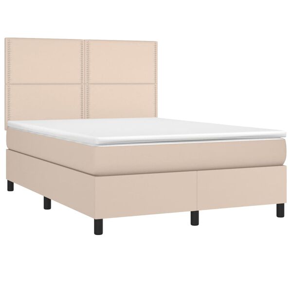 vidaXL Boxspringbett Matratze Cappuccino-Braun 140x200cm Kunstleder