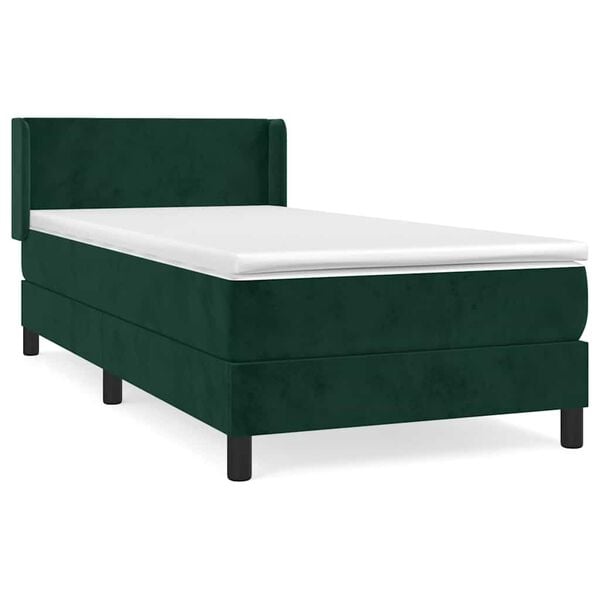vidaXL Boxspringbett mit Matratze Dunkelgr&uuml;n 80x200 cm Samt