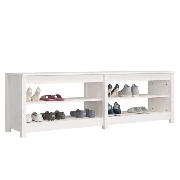 vidaXL Schuhbank Wei&szlig; 160x36,5x50 cm Massivholz Kiefer