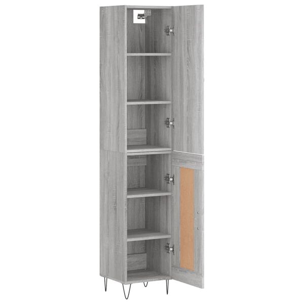 vidaXL Highboard Grau Sonoma 34,5x34x180 cm Holzwerkstoff