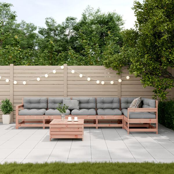 vidaXL 7-tlg. Garten-Lounge-Set mit Kissen Massivholz Douglasie