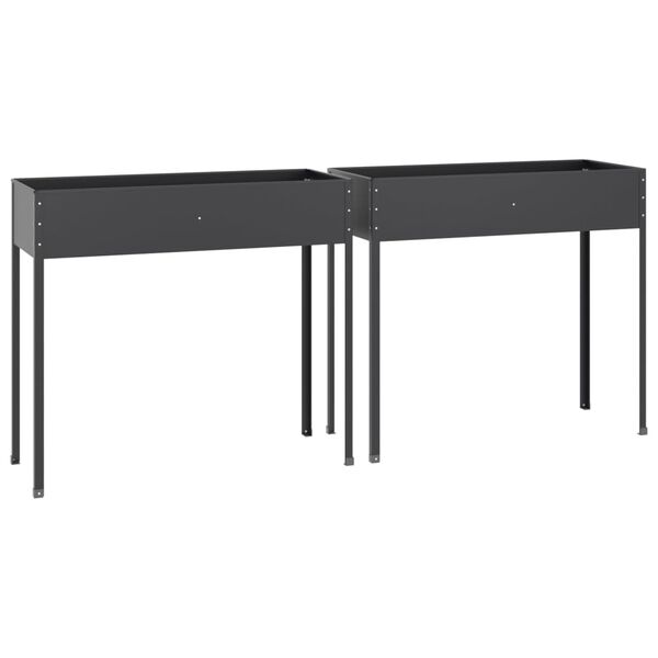 vidaXL Pflanzkübel 2 Stk. Anthrazit Verzinkter Stahl