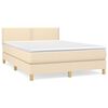 vidaXL Boxspringbett mit Matratze Creme 140x190 cm Stoff