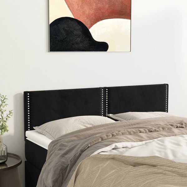vidaXL Kopfteile Schwarz 144x5x78/88 cm Samt