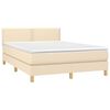vidaXL Boxspringbett mit Matratze Creme 140x200 cm Stoff
