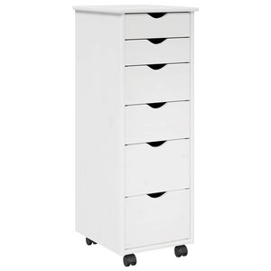 vidaXL Rollschrank Mit Rad Wei&szlig; 34 x 39 x 93,5 cm Massivholz Kiefer