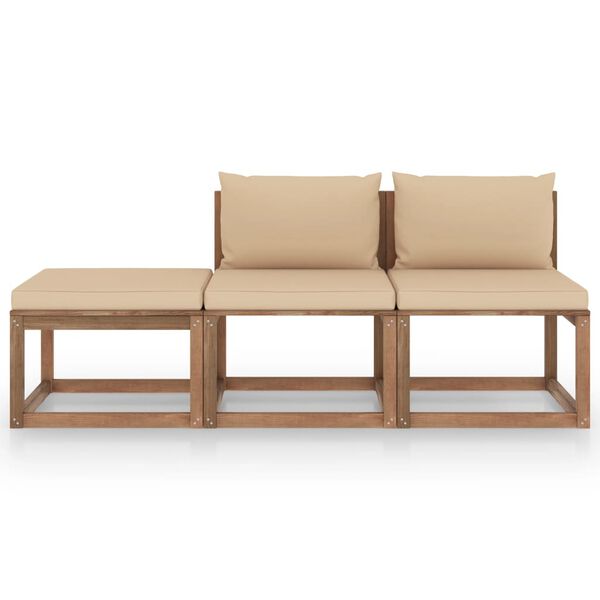 vidaXL 3-tlg. Garten-Lounge-Set aus Paletten mit Kissen Kiefernholz