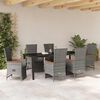 vidaXL Garten Essgruppe mit Kissen 7 pcs Grau Poly-Rattan
