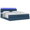 vidaXL Ottoman-Bett mit Matratzen & LEDs Blau 200x200 cm Stoff