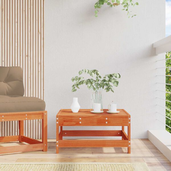 vidaXL Gartenfu&szlig;st&uuml;tze Massives Kiefernholz Wachsbraun 62 x 62 x 32 cm