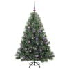 vidaXL K&uuml;nstlicher Weihnachtsbaum mit 150 LEDs Gr&uuml;n 150 cm PE und PVC
