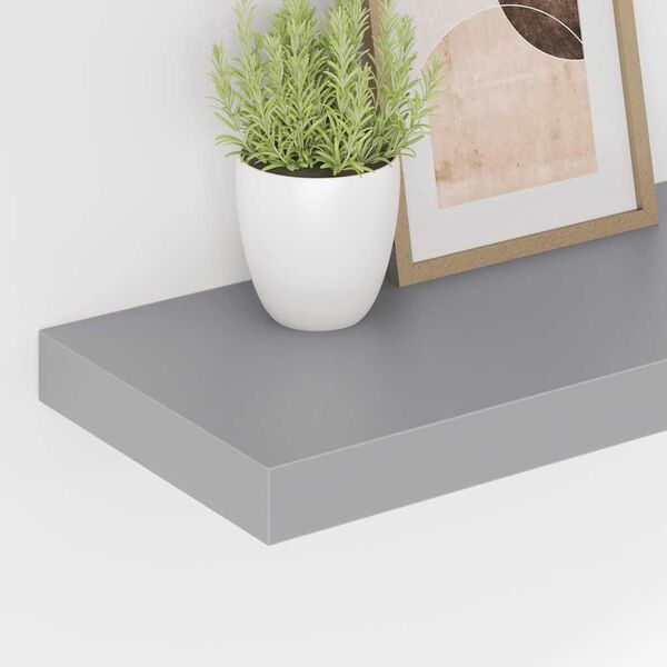 vidaXL Schwebende Wandregale 2 Stk. Grau 60x23,5x3,8cm MDF