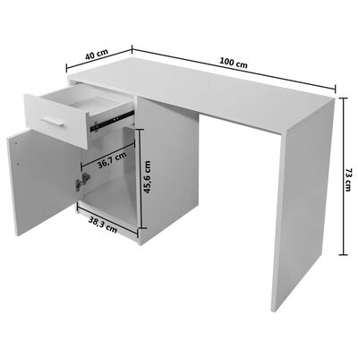 vidaXL Schreibtisch mit Schublade und Schrank Weiß 100x40x73 cm