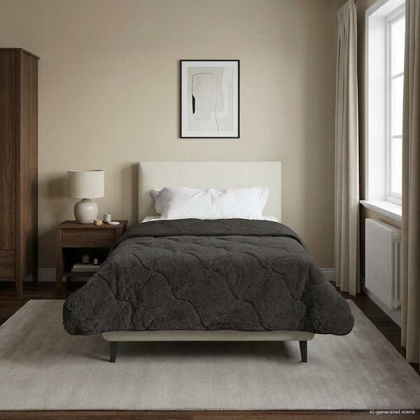 vidaXL Ganzjahresbettdecke Gepolstert Anthrazit 155 x 200 cm