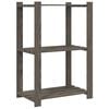vidaXL Lagerregal mit 3 B&ouml;den Grau 60x38x90 cm Massivholz Kiefer