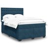 vidaXL Boxspringbett mit Matratze Blau 140x190 cm Samt