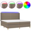 vidaXL Boxspringbett mit Matratze & LED Taupe 200x200 cm Stoff