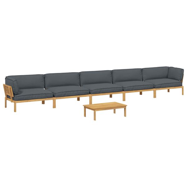 vidaXL Sofa Set mit Kissen Uni 6 pcs Anthrazit Massivholz Akazie