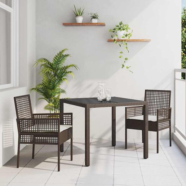 vidaXL Garten Essgruppe 3 pcs Braun Poly-Rattan
