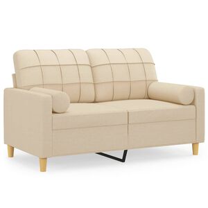 vidaXL 2-Sitzer-Sofa mit Zierkissen Creme 120 cm Stoff