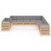 vidaXL 11-tlg. Garten-Lounge-Set mit Kissen Kiefer Massivholz