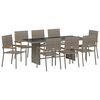 vidaXL Garten Essgruppe 9 pcs Grau Poly-Rattan