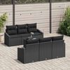 vidaXL Sofa Set mit Kissen mit Kissen 7 pcs Schwarz Poly Rattan