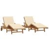 vidaXL Sonnenliege 2 pcs Beige 200 x 67 x 84 cm Massivholz Akazie