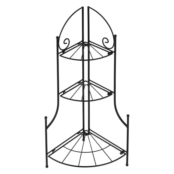 HI Garten-Eckregal mit 3 B&ouml;den Klappbar Metall 23x23x65,5 cm