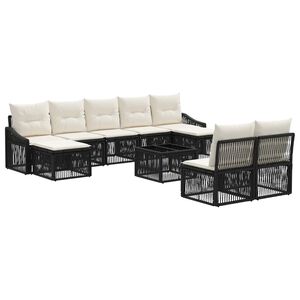 vidaXL Gartensofa-set 10 stk. Schwarz Poly-Rattan