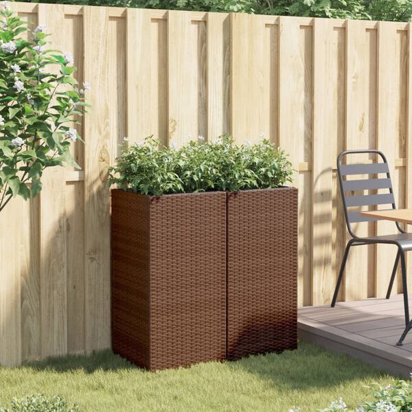 vidaXL Pflanzk&uuml;bel 2 Stk. Braun 40x40x80 cm Poly Rattan