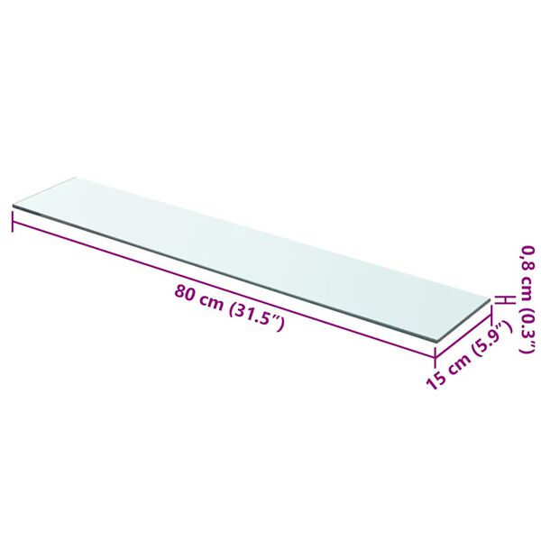 vidaXL Regalboden Glas Transparent 80x15 cm