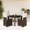 vidaXL 5-tlg. Garten-Bistro-Set mit Kissen Braun Poly Rattan