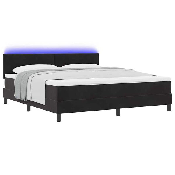 vidaXL LED Boxspringbett mit Matratze Schwarz 180 x 200 cm Samt