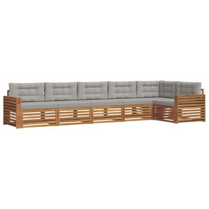 vidaXL Outdoor-Sofagarnitur mit Kissen 6 pcs Nat&uuml;rlich und Hellgrau