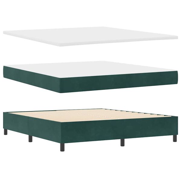 vidaXL Boxspringbett mit Matratze Dunkelgr&uuml;n 180 x 200 cm Samt