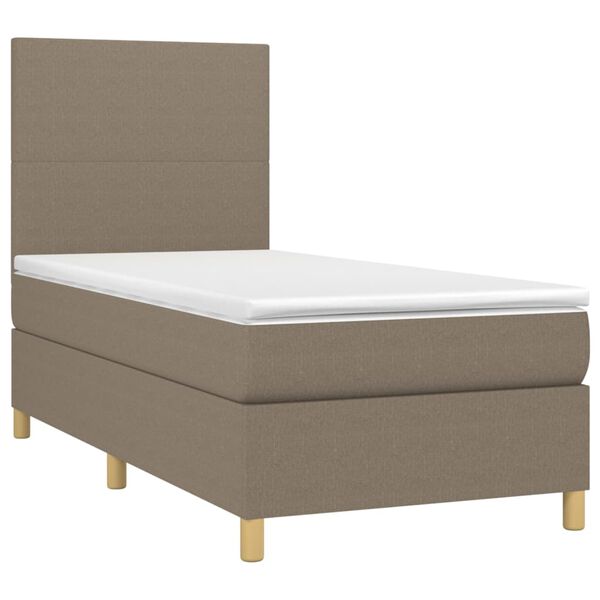 vidaXL Boxspringbett mit Matratze Taupe 100x200 cm Stoff