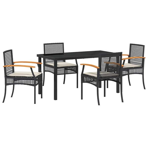 vidaXL Garten Essgruppe 5 pcs Schwarz Poly-Rattan