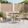 vidaXL 5-tlg. Garten-Essgruppe mit Kissen Beige Poly Rattan